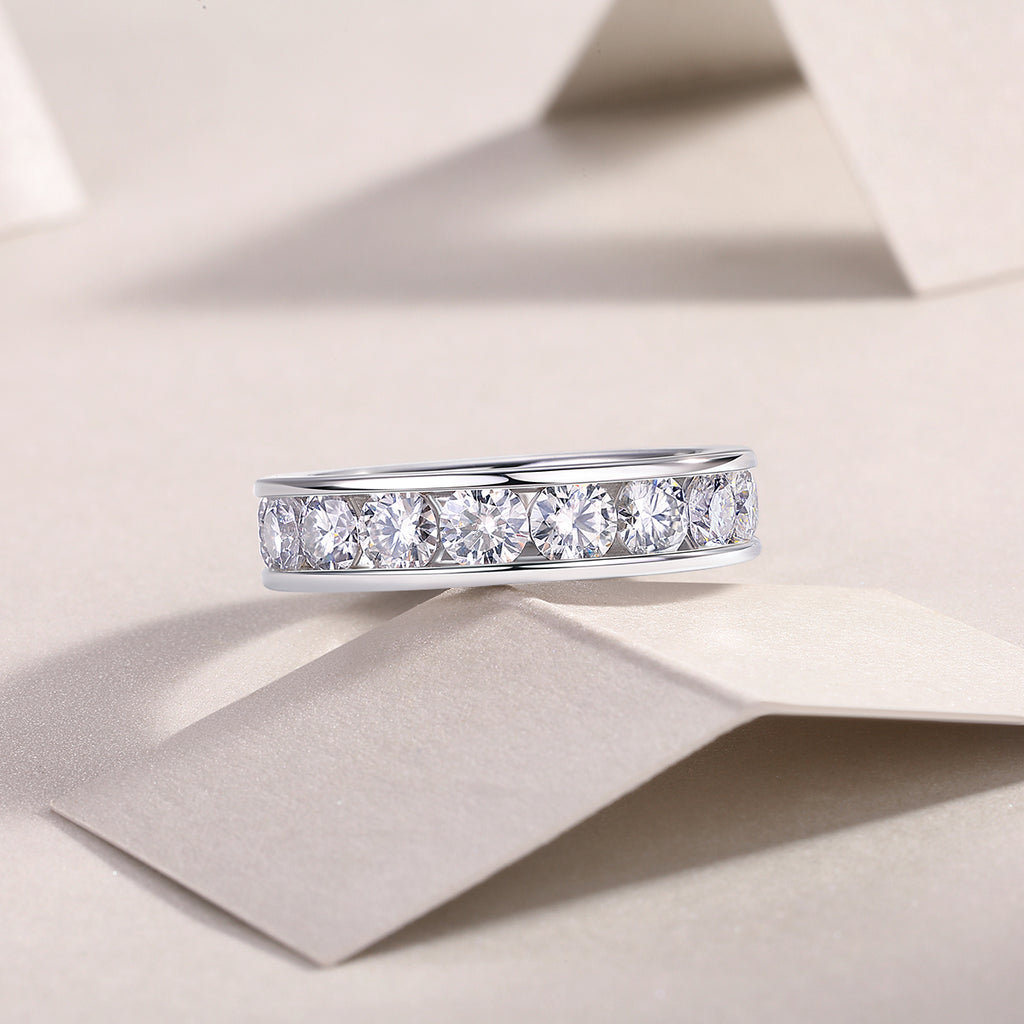 Large Star Ring - Set With Top-quality Moissanite S925 Silver And Platinum-plated Diamond Wedding Ring. The Ring Can Be Inspected With A Diamond Pen