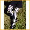 Halloween Magic Yin Yang Vertical Stripes Black And White Piano Plaid Trousers Pantyhose