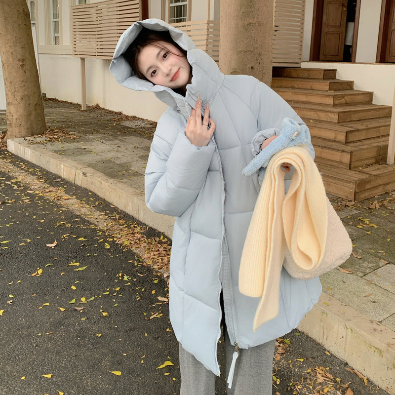 Cotton-padded Mid-length Thickened Down Cotton Jacket Loose Hooded Super Fashion