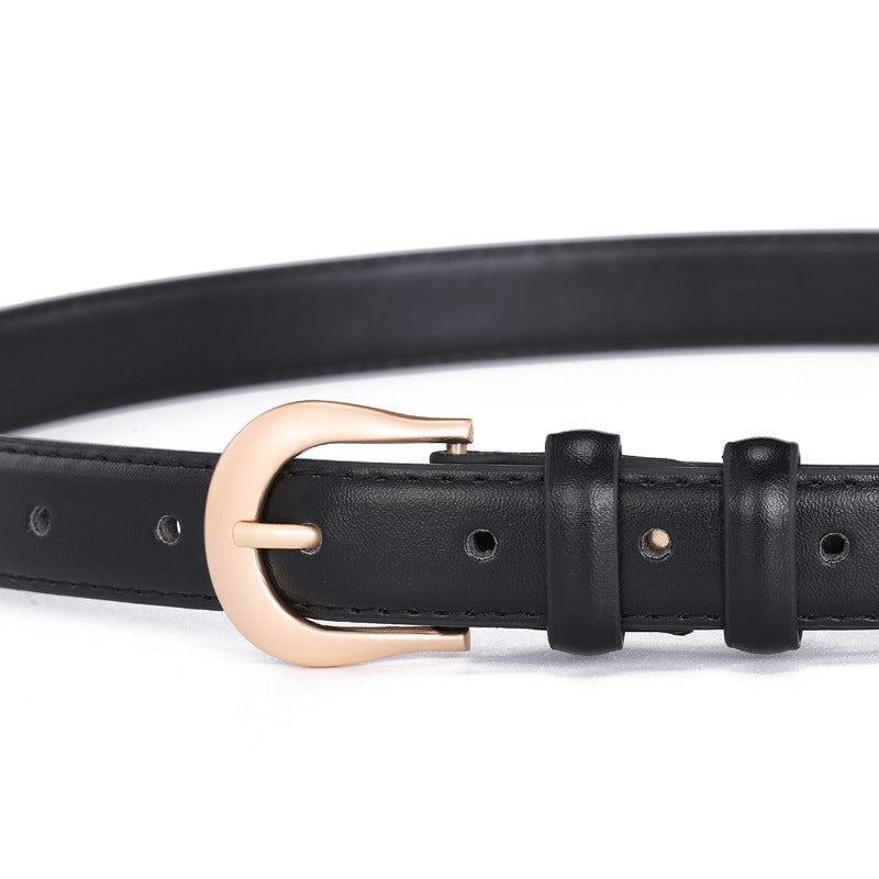 Semicircle Pin Buckle Belt Women's All-match Decorative Cow