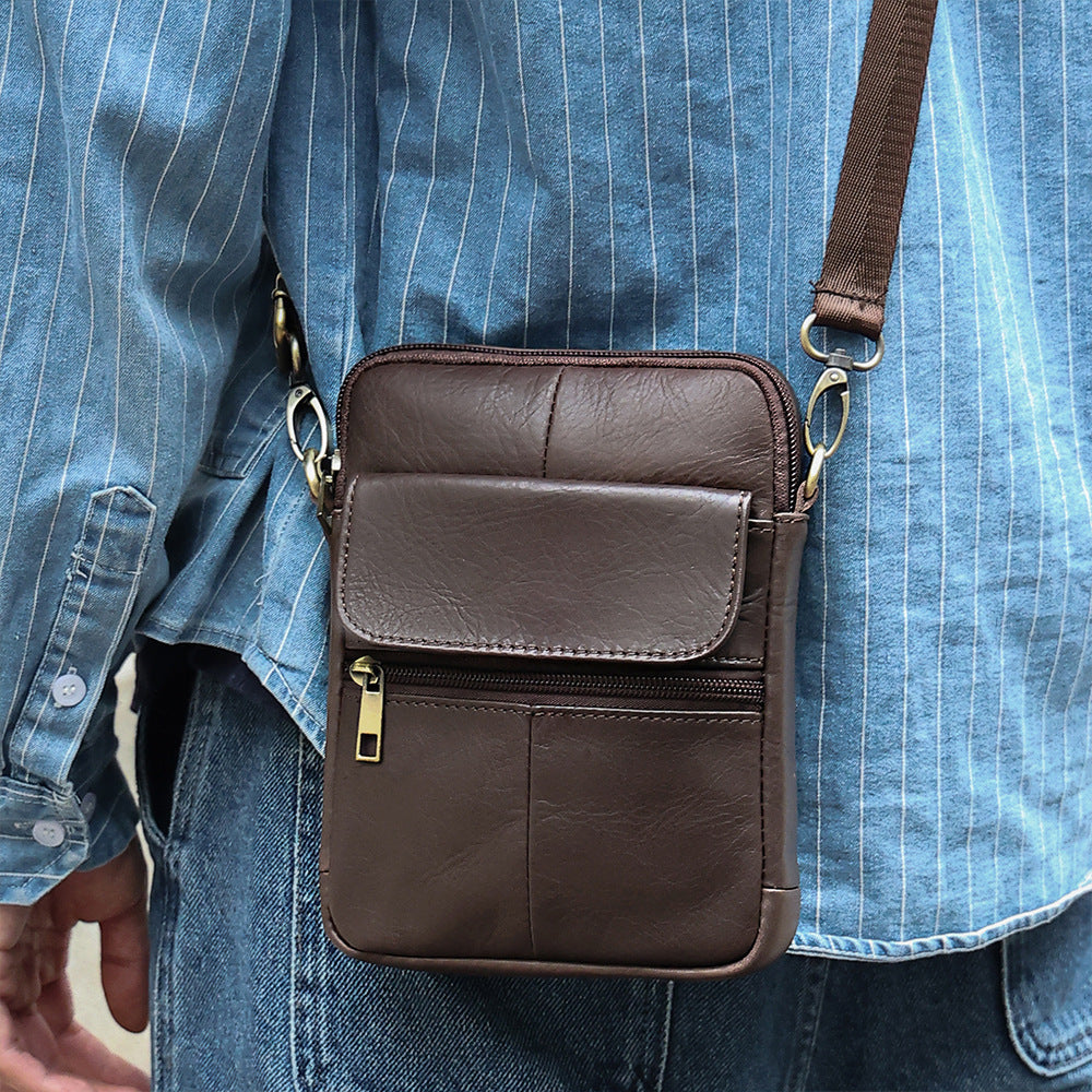 Men's Genuine Leather Crossbody Shoulder Bag