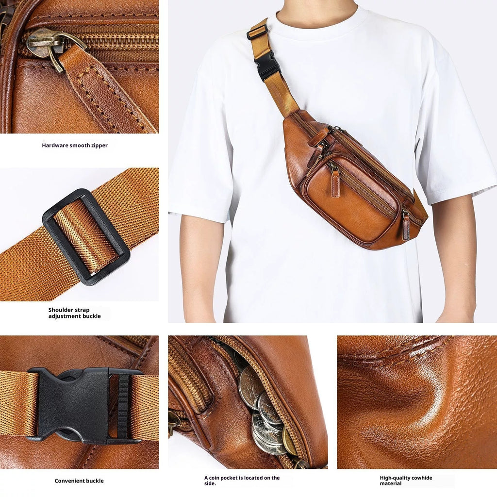 Leather Personality Fashion Men's Chest Bag