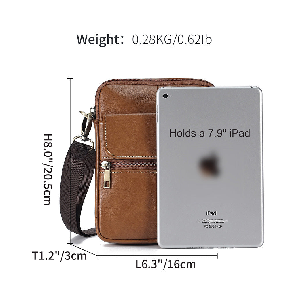 Men's Genuine Leather Crossbody Shoulder Bag