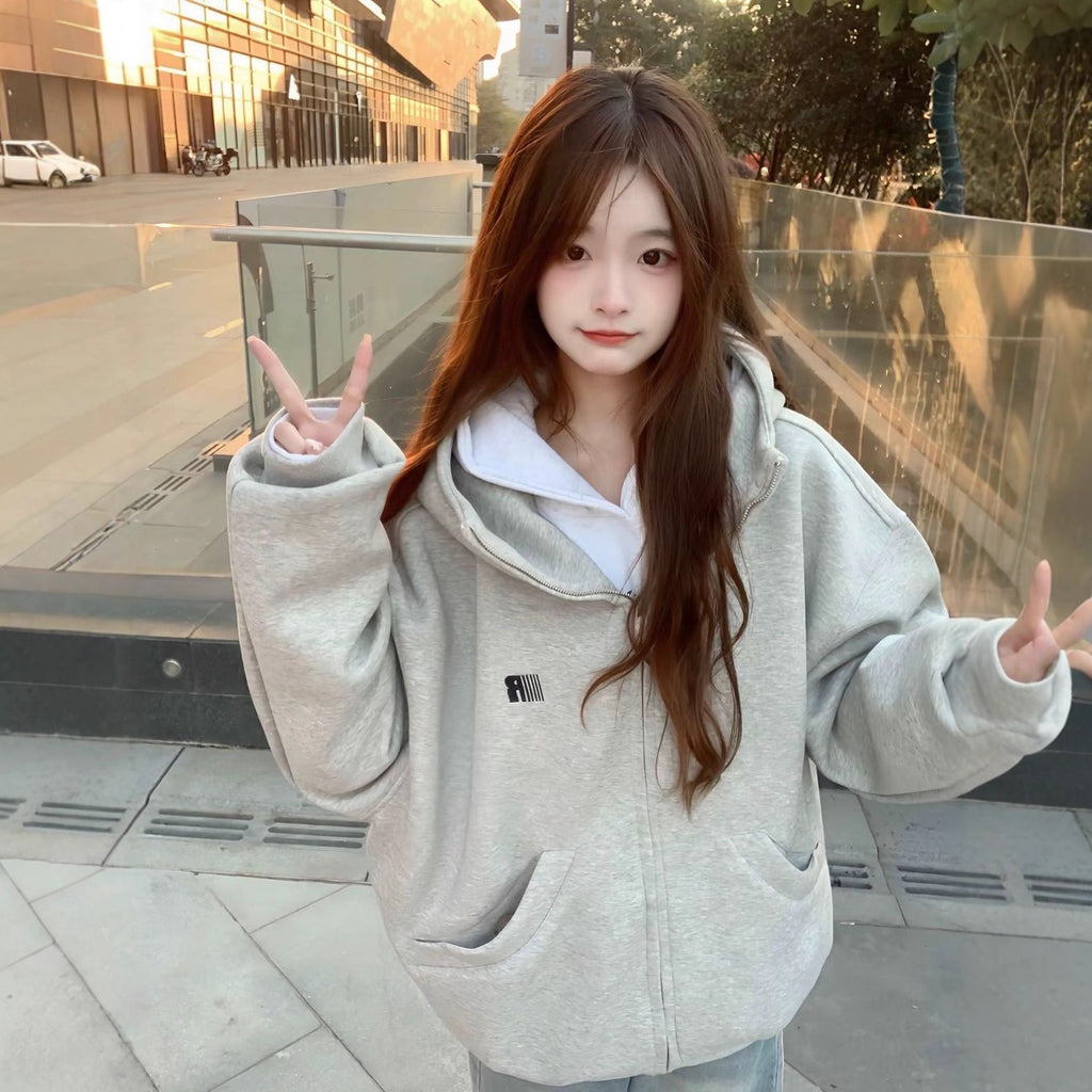 Printed Hoodie Women's Loose Casual Couple Jacket