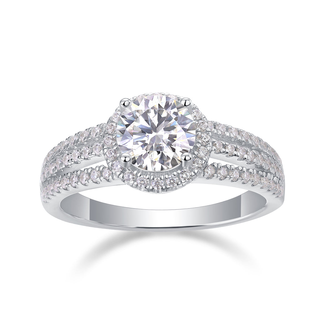 Looking Back - A Wedding Ring Set With 1-carat Top-quality Moissanite S925 Silver And Platinum-plated Diamond Can Be Inspected With A Diamond Pen
