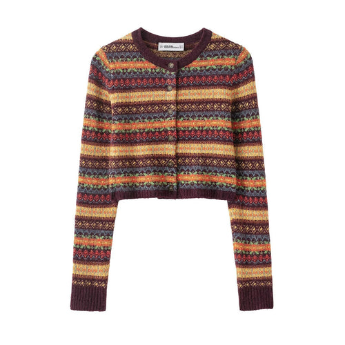 Women's Fashion Jacquard Knit Cardigan Short Coat