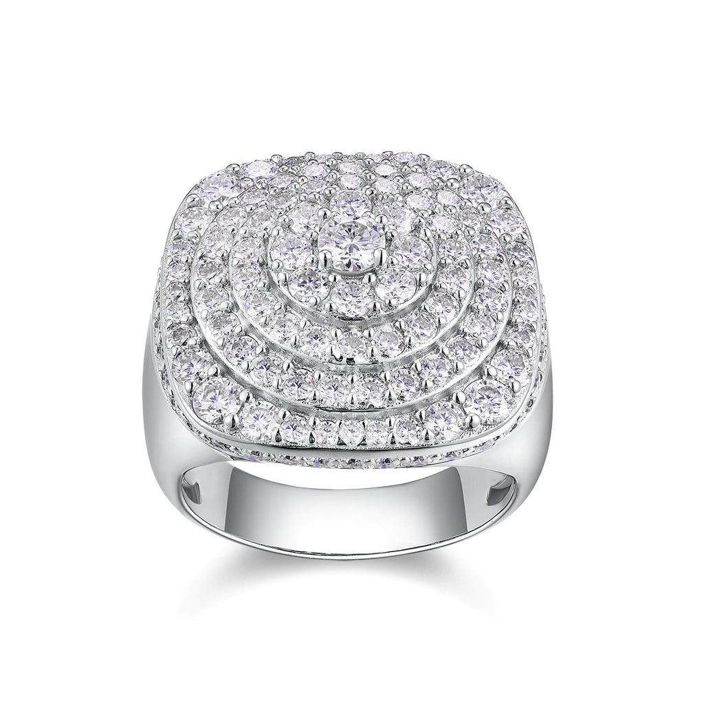 The Divine Revelation Ring - Set With Top-quality Moissanite S925, Silver And Platinum-plated Men's Ring, Diamond Ring, Wedding Ring. The Ring Can Be Inspected With A Diamond Pen