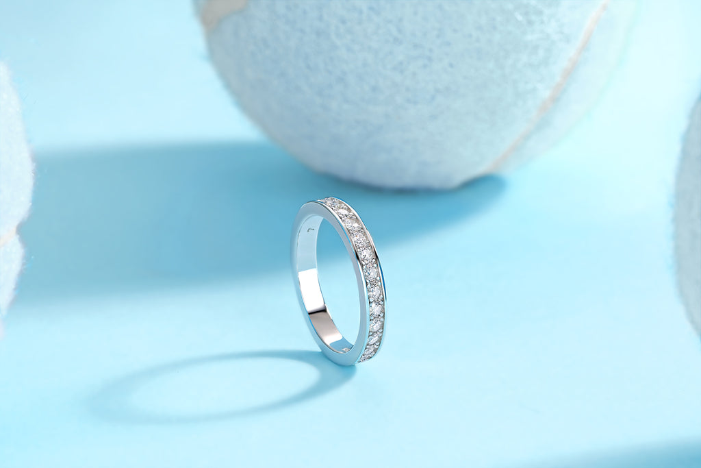 Starry Night Whispers - A Wedding Ring Set With Top-quality Moissanite S925 Silver And Platinum-plated Diamond Can Be Inspected With A Diamond Pen