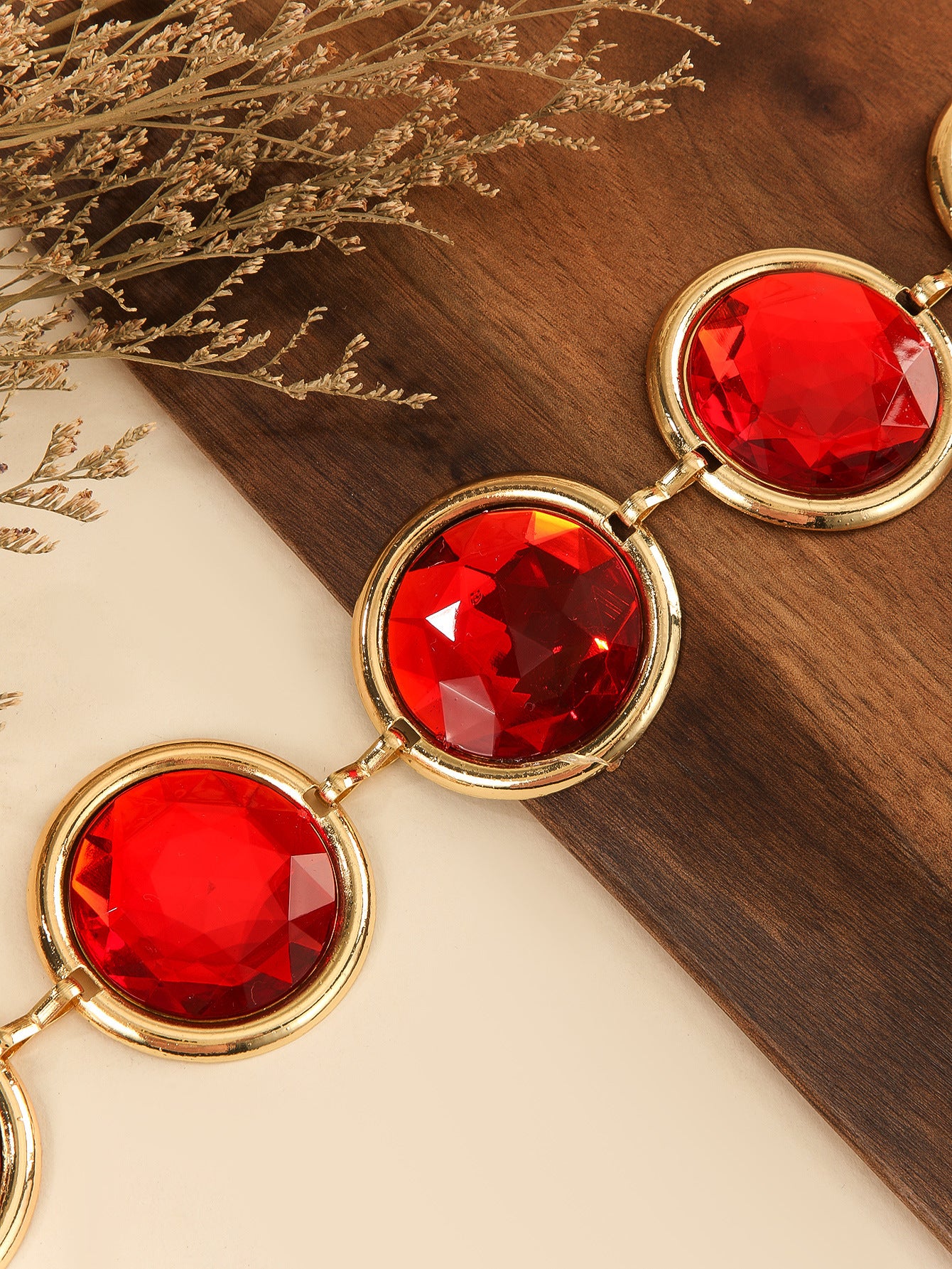 Women's Mirror Casual Decorative Corset Resin Crystal Ruby