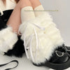 Autumn And Winter Lace Up Fur Leg Warmer Thickened Middle Foot Sock