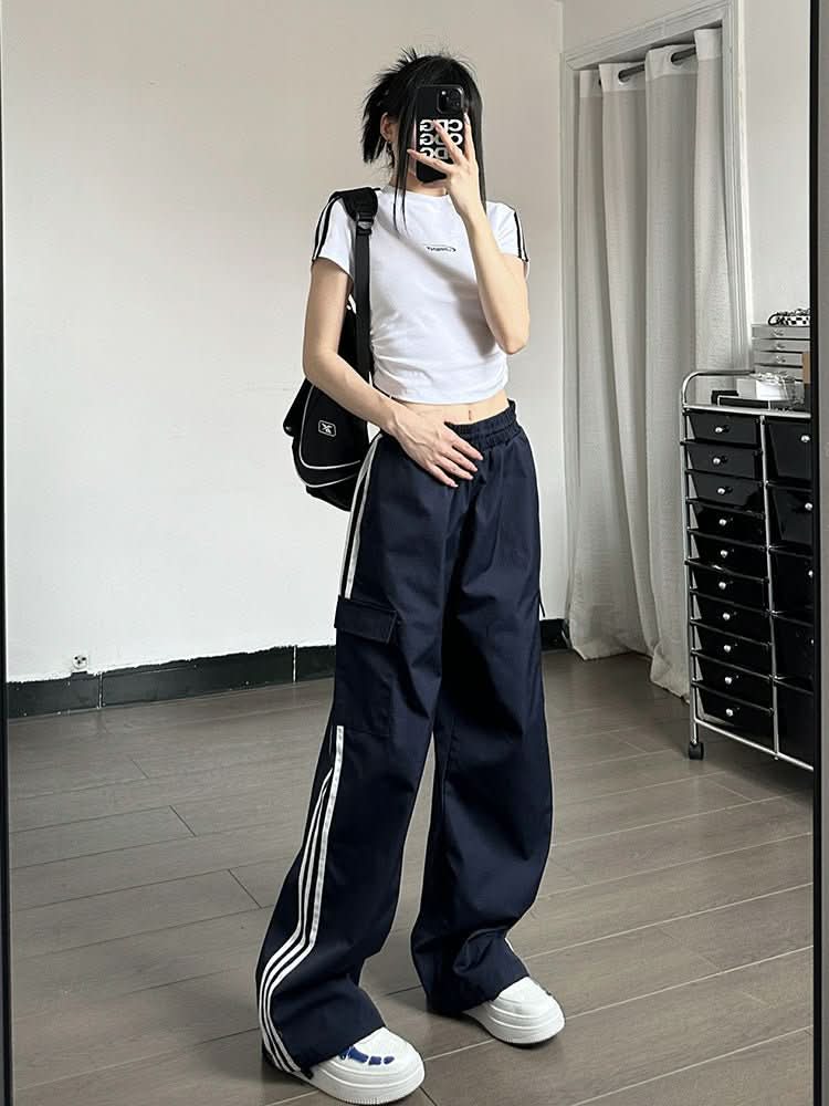 Elastic High Waisted Drawstring Casual Pants For Women - Eshtree