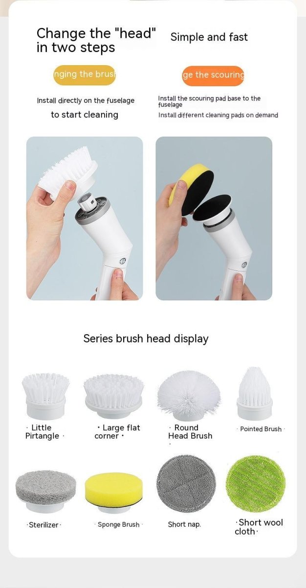Electric Scrubber Cleaning Wall Long Handle Elbow Telescopic Multifunction Cleaning Brush - Eshtree
