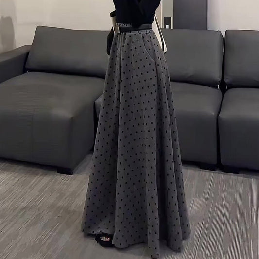 Elegant, A - line Maxi Skirt In A Vintage Gray Tone - Eshtree