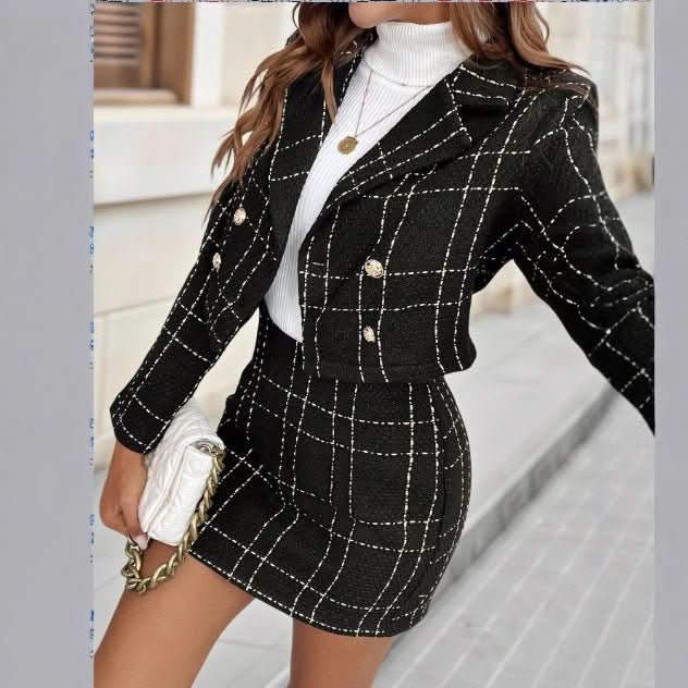 Elegant Blazer And Skirt Set - Eshtree