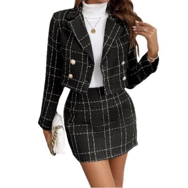 Elegant Blazer And Skirt Set - Eshtree