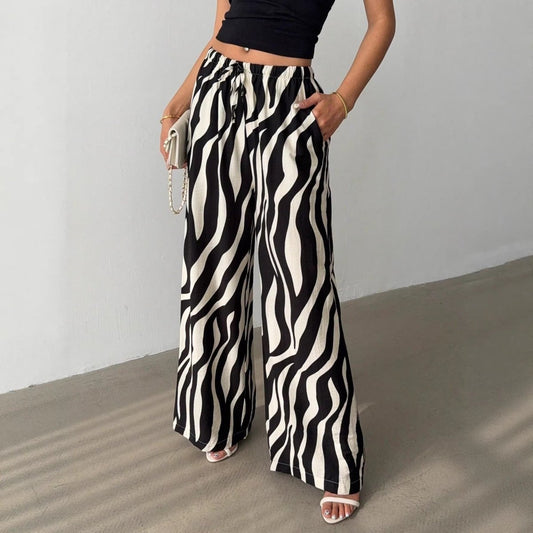 Elegant Printed Wide - Leg Pants For Women - Eshtree