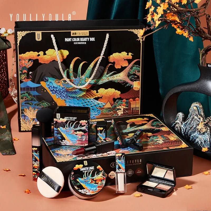 Elk Makeup Nine - piece Set Makeup Powder Air Cushion BB Cream Lipstick Affordable Makeup Set - Eshtree