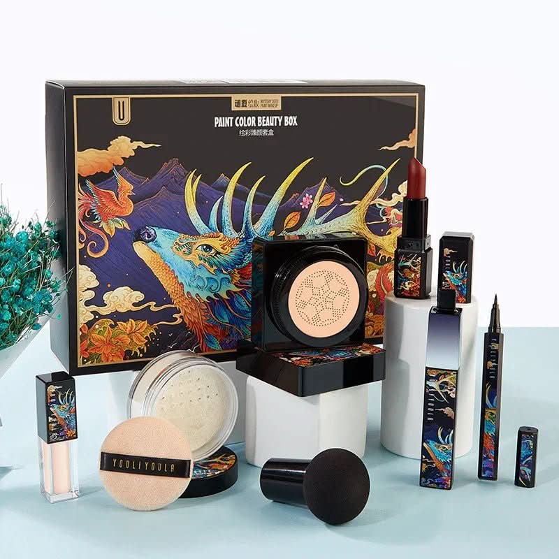 Elk Makeup Nine - piece Set Makeup Powder Air Cushion BB Cream Lipstick Affordable Makeup Set - Eshtree