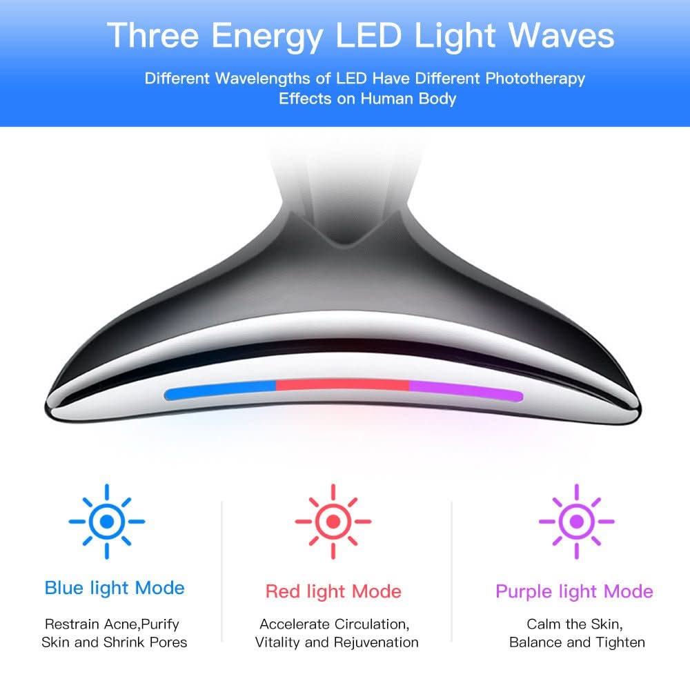 EMS Microcurrent Neck Face Beauty Device With 3 Colors LED Photon Therapy Skin Tighten Reduce Double Chin Face Lifting Devices - Eshtree