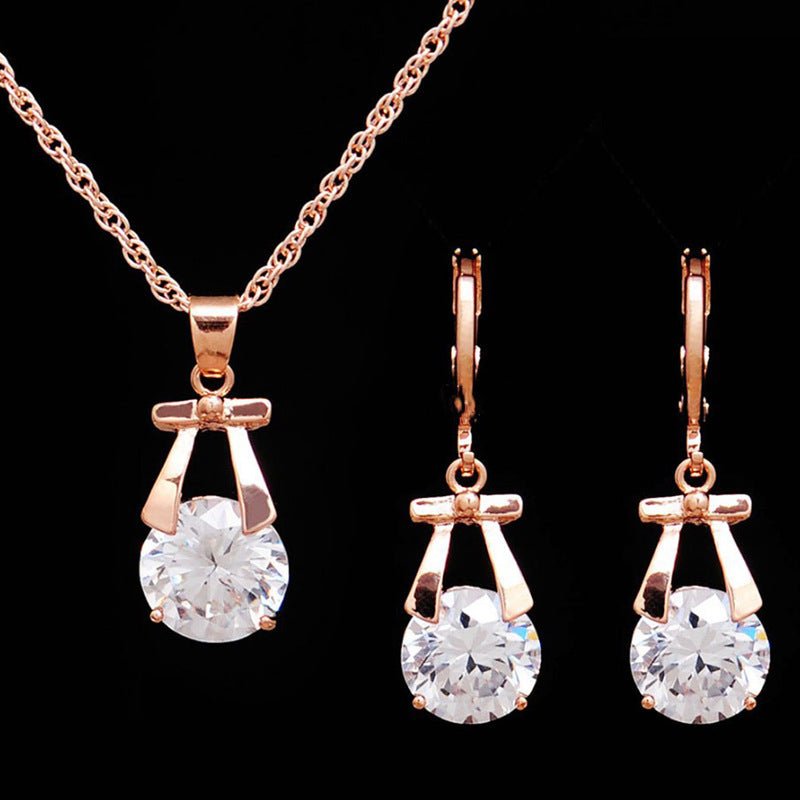 , Europe and America new jewelry, crystal earrings, jewelry set, Korean version of the bride necklace, gold - plated butterfly pendant - Eshtree