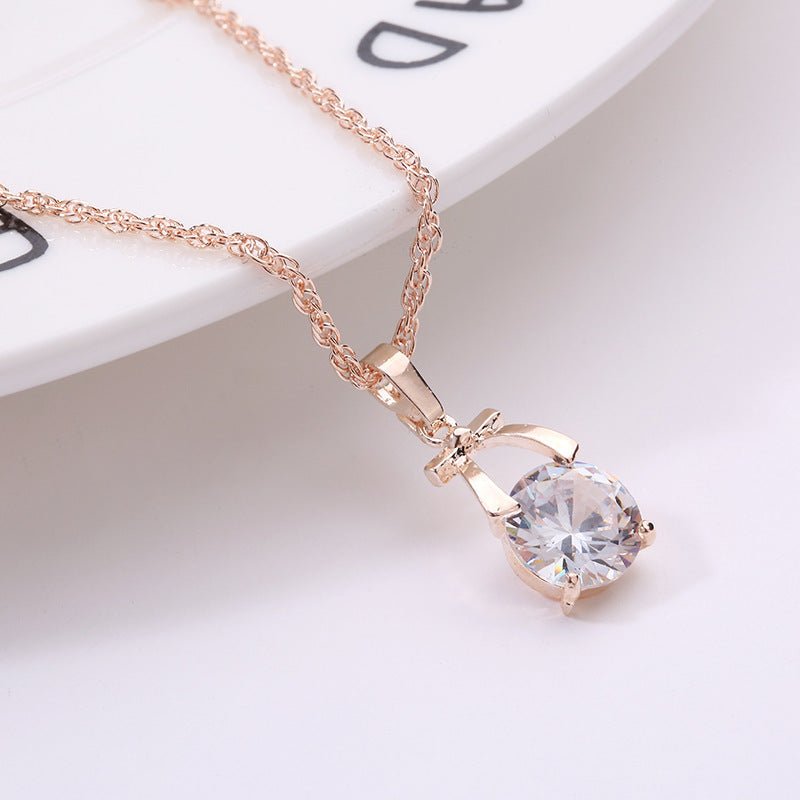 , Europe and America new jewelry, crystal earrings, jewelry set, Korean version of the bride necklace, gold - plated butterfly pendant - Eshtree