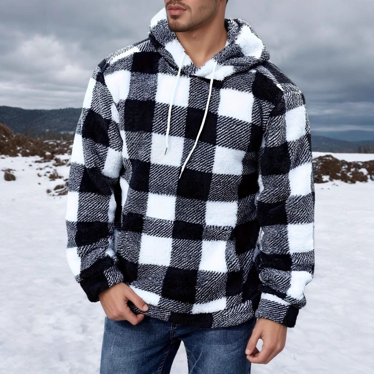 European And American Autumn And Winter Plaid Pattern Imitation Fur Men's Break - Eshtree