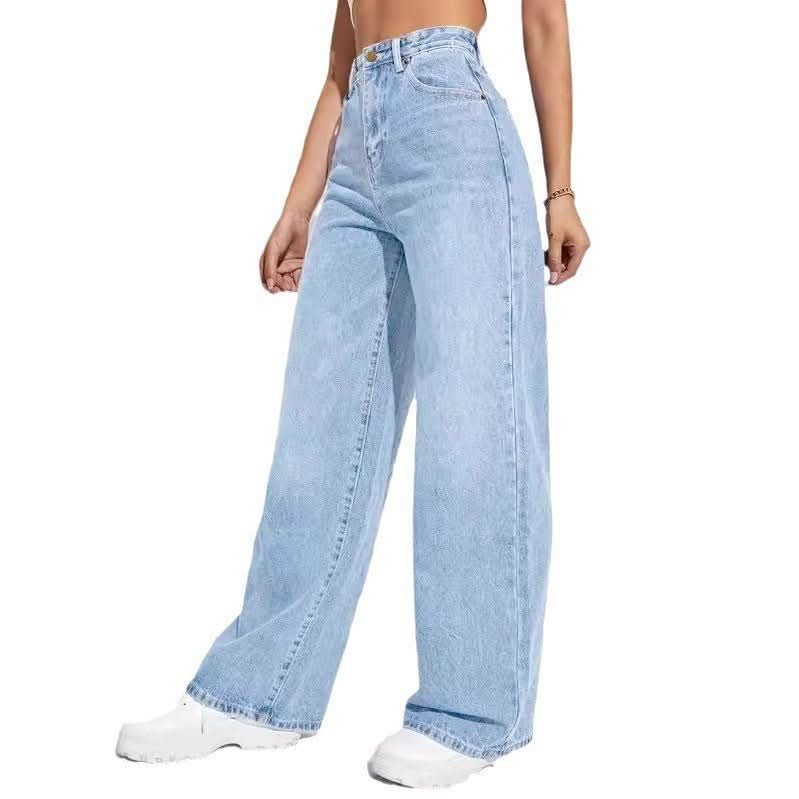 European And American Ladies Jeans High Waist Slim Straight - Eshtree