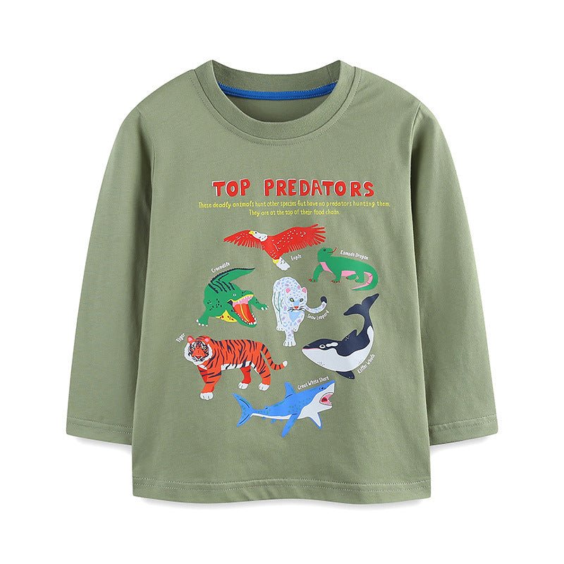 European And American Style Boy's Long - sleeved T-shirt Cartoon Animal Print Children Shirt Autumn - Eshtree