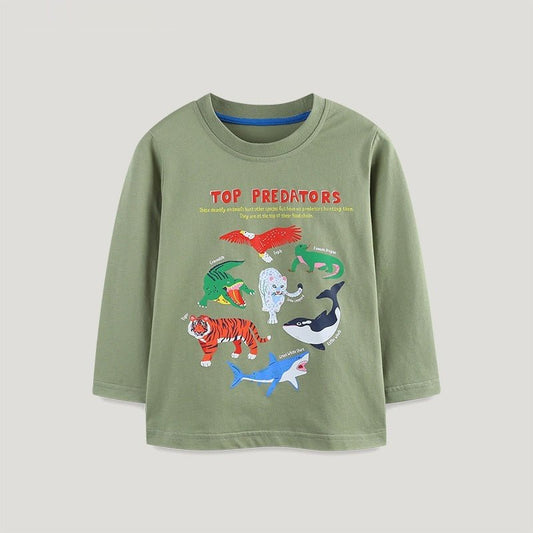 European And American Style Boy's Long - sleeved T-shirt Cartoon Animal Print Children Shirt Autumn - Eshtree