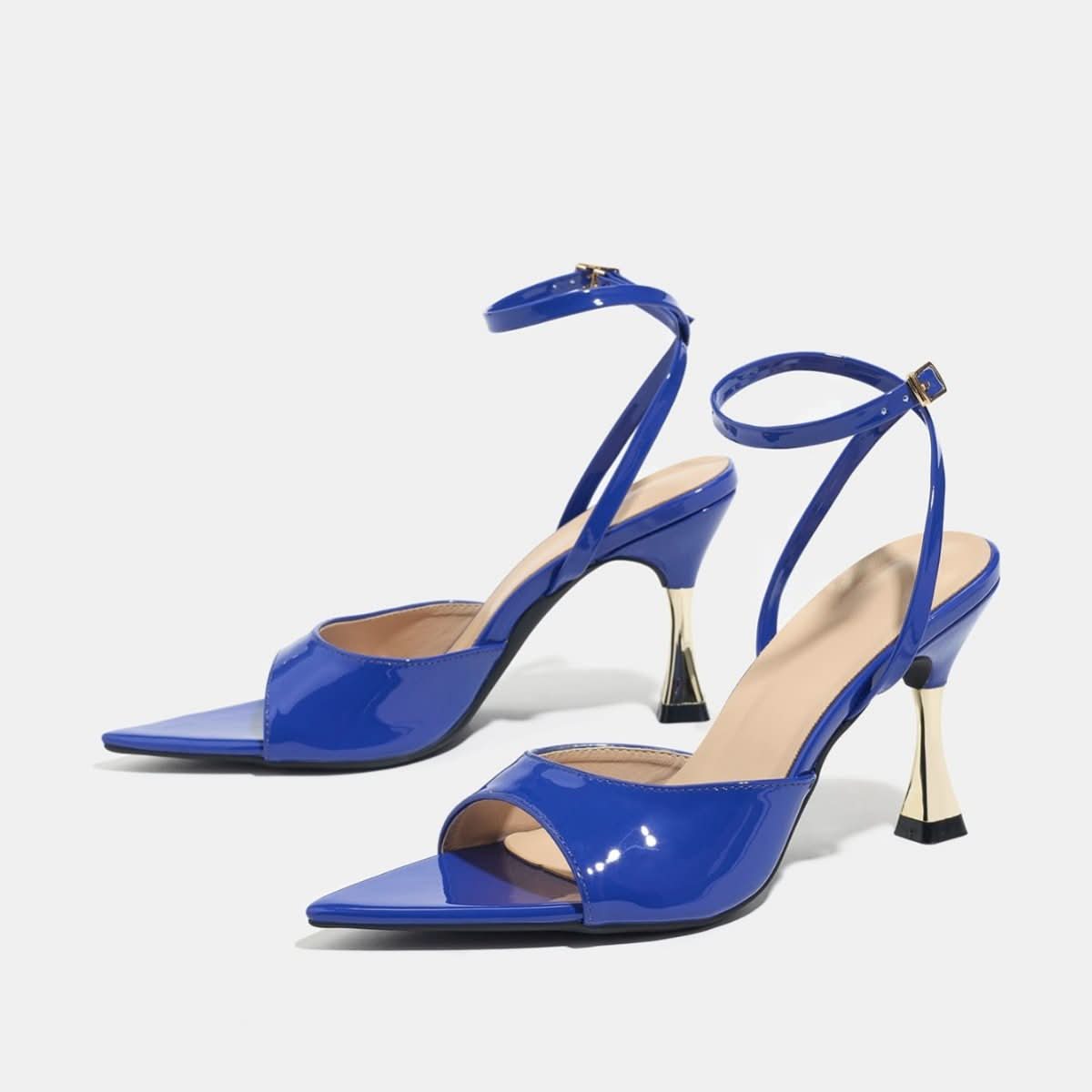 European And American Women's Patent Leather Single - band Pointed Stiletto High - heel Sandals - Eshtree