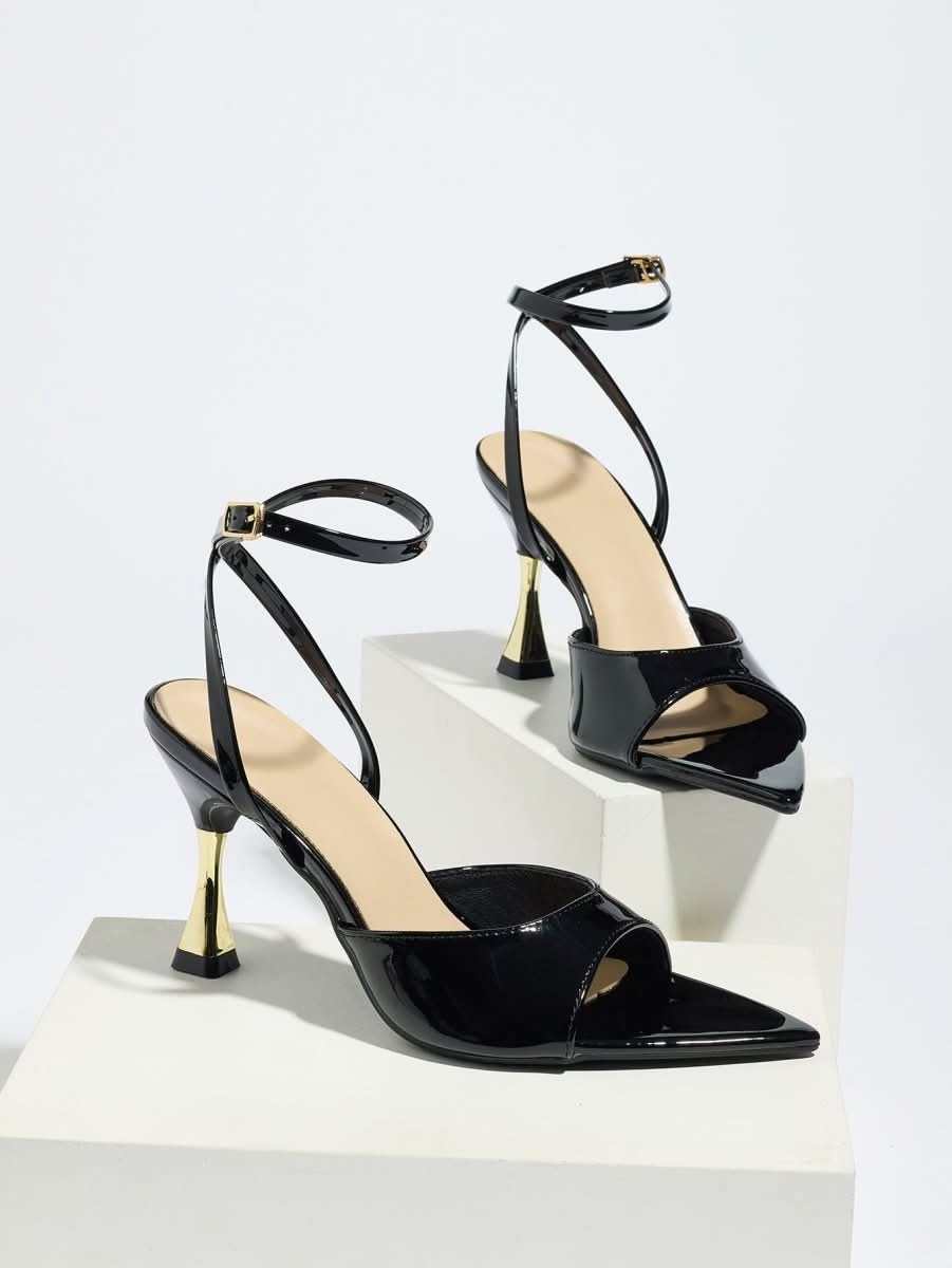 European And American Women's Patent Leather Single - band Pointed Stiletto High - heel Sandals - Eshtree