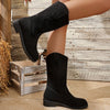 Women's Oversized Thick Heeled Velvet Fashion Boots