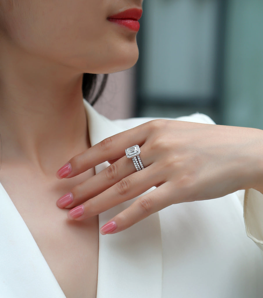 Simple And Elegant - Set With Top-quality Moissanite S925, Silver And Platinum-plated Diamond Wedding Ring. The Ring Can Be Inspected With A Diamond Pen