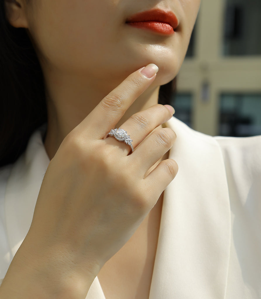 Exciting - A Wedding Ring Set With 1-carat Top-quality Moissan S925 Silver And Platinum-plated Diamond Can Be Tested With A Diamond Pen