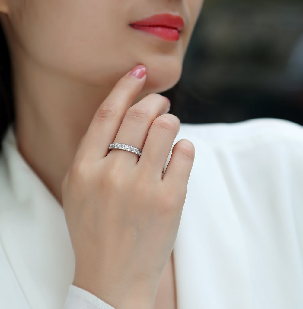 Moon Shadow Romance - A Wedding Ring Set With Top-quality Moissanite S925 Silver And Platinum-plated Diamond. The Ring Can Be Tested With A Diamond Pen In Yellow Gold And Rose Gold