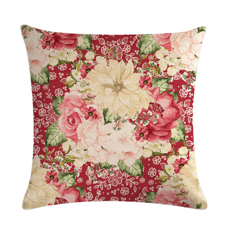 Floral Cushion Cover Cotton Linen Pillowcase