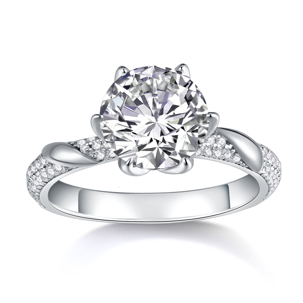 Polar Starlight - A Wedding Ring Set With 3-carat Top-quality Moissanite S925 Silver And Platinum-plated Diamond. The Ring Can Be Inspected With A Diamond Pen