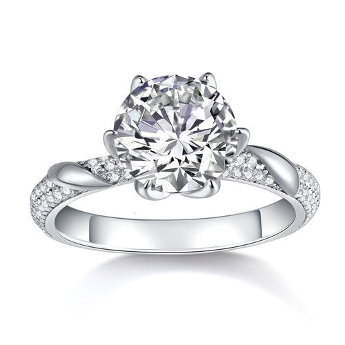 Polar Starlight - A Wedding Ring Set With 3-carat Top-quality Moissanite S925 Silver And Platinum-plated Diamond. The Ring Can Be Inspected With A Diamond Pen