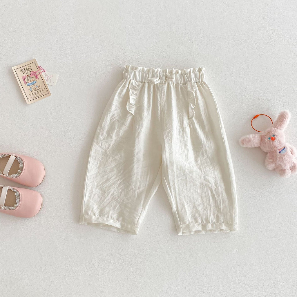 Girls' Bow Anti Mosquito Pants Solid Color Casual Pants