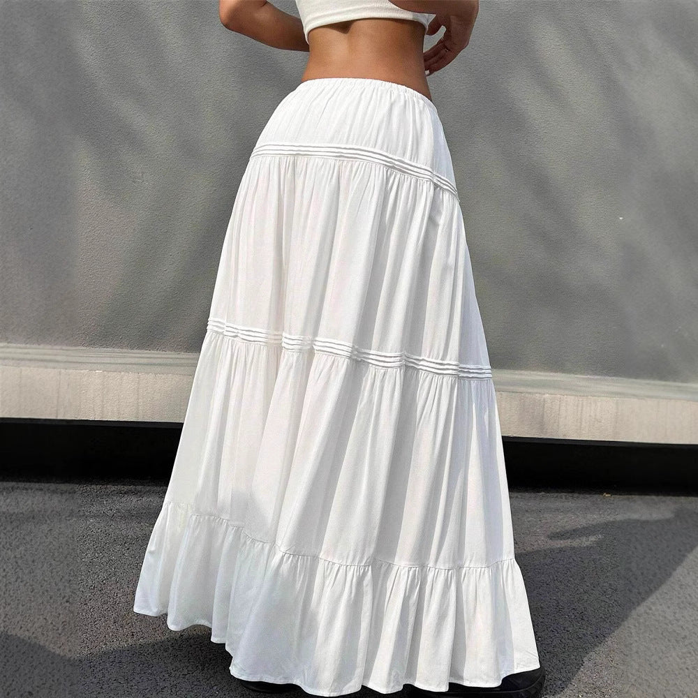 Style Elegant Big Hem Long Patchwork A- Line Skirt