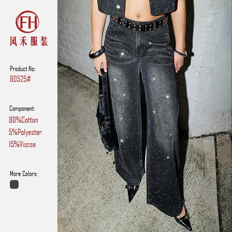 Studded Trendy Curvy Girl Friendly Wide-leg Skinny Jeans