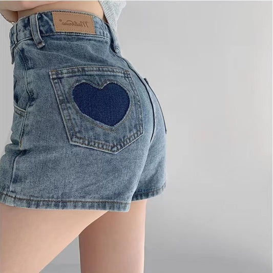 Retro Ins Street Love A-line Denim Shorts For Women