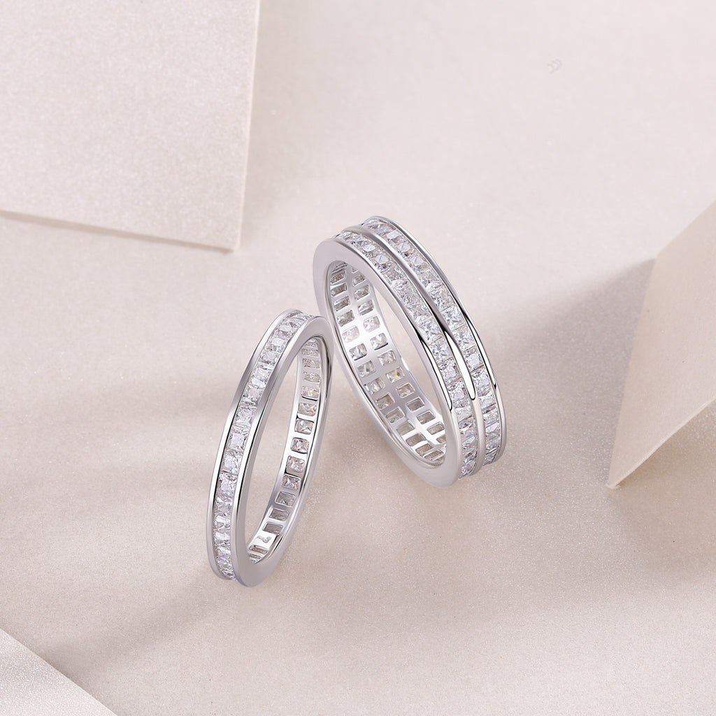 Unrestrained Growth - A Wedding Ring Set With Top-quality Moissanite S925 Silver And Platinum-plated Diamond Can Be Tested With A Diamond Pen