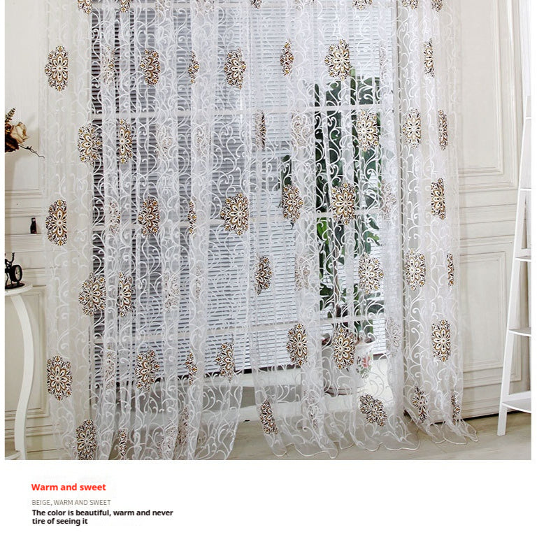 Finished Offset European-style Floral Ball Bedroom Non-shading Curtain