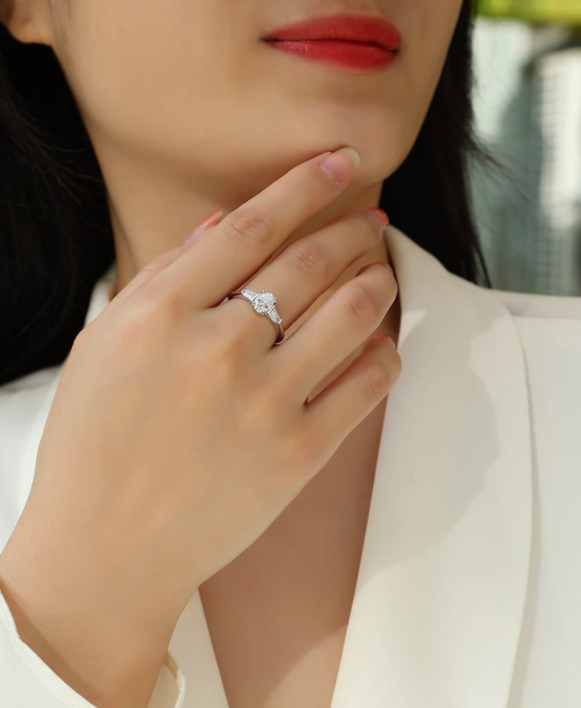 Yearning - A Wedding Ring Set With Top-quality Moissanite S925 Silver And Platinum-plated Diamond Can Be Tested With A Diamond Pen