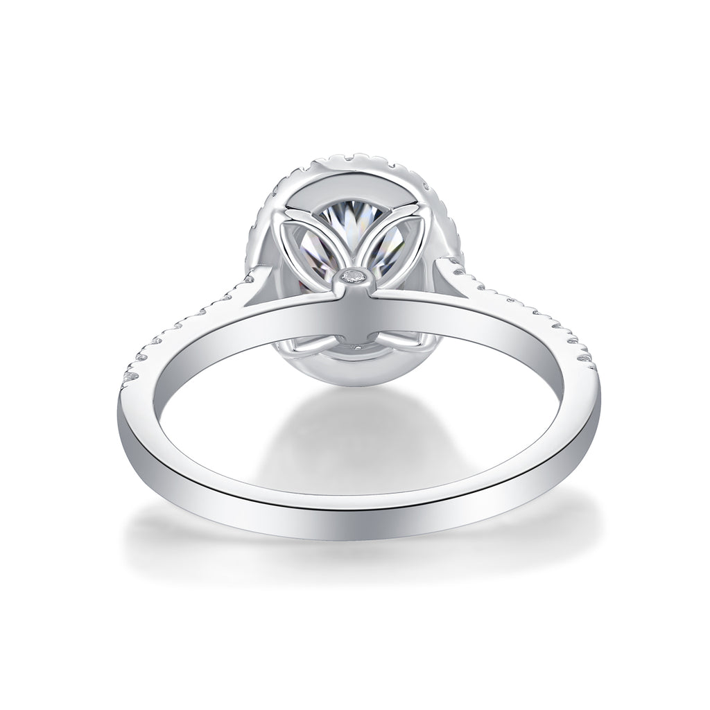 Audrey - Set With Top-quality Moissanite S925 Silver And Platinum-plated Diamond Wedding Ring. The Ring Can Be Inspected With A Diamond Pen