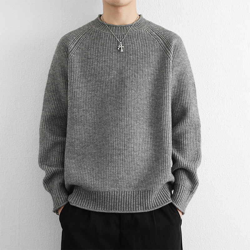 Chunky-knit Crew-neck Warm And Loose-fitting Sweater