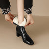 Women's Short Boots, Chunky Mid-heel, Thick Fur Snow Boots, Cotton Boots