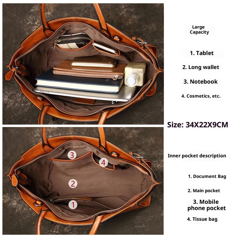 Leather Women's Casual Zip Crossbody Bag