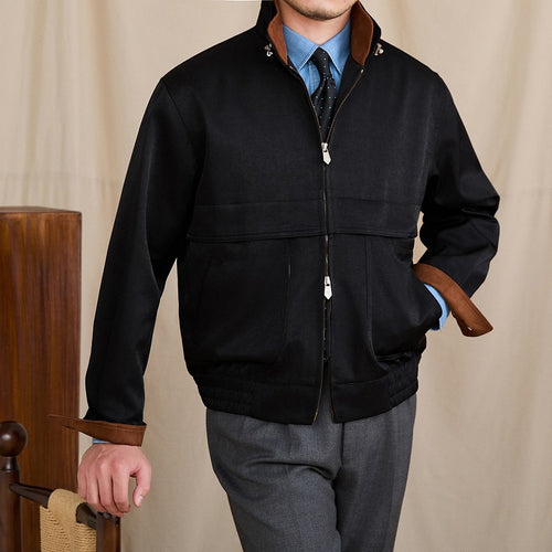 Stand Collar Jacket With Color-blocking Italian Light Luxury Commuting Slim-fit Coat Trendy